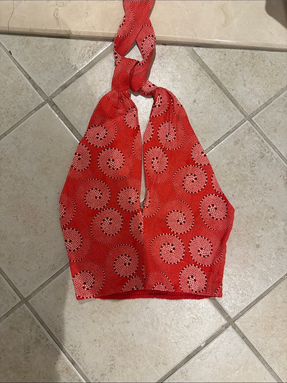 STAUD Red Spiral Halter Crop Top